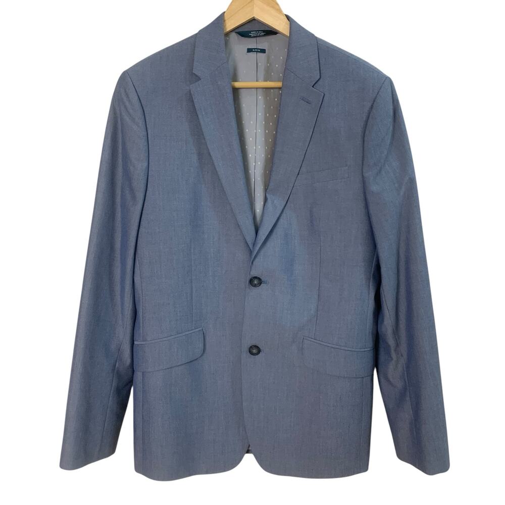 Perry Ellis Siz 40R Men's Slim Fit Sport Coat Blazer Jacket Blue Business Travel